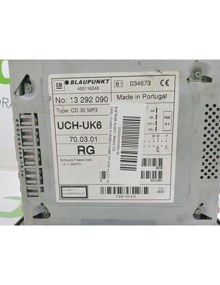 [95125] SISTEMA AUDIO / RADIO CD - OPEL VIVARO FURGÓN