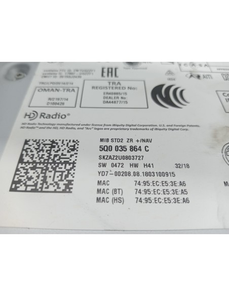 [106247] SISTEMA AUDIO / RADIO CD - SKODA FABIA