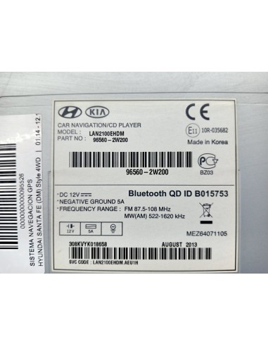 [95526] SISTEMA NAVEGACION GPS - HYUNDAI SANTA...